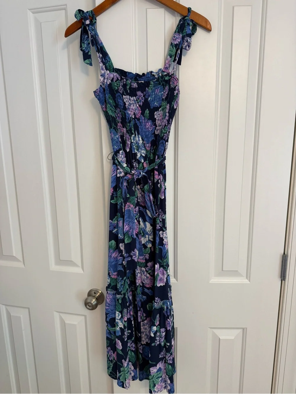 J.Crew Beachwear Smocked tie-shoulder dress in retro floral Size Small